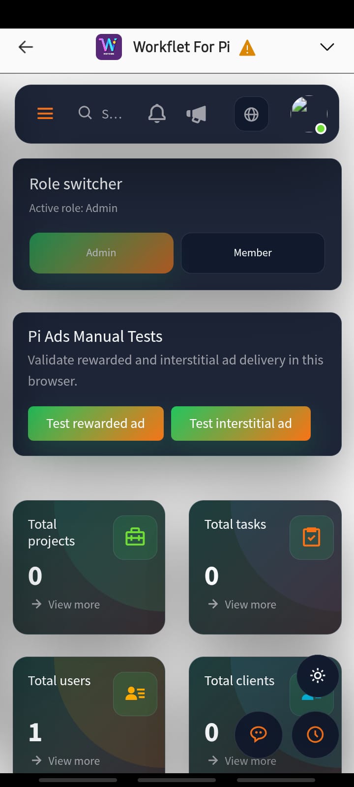 Workflet dashboard
